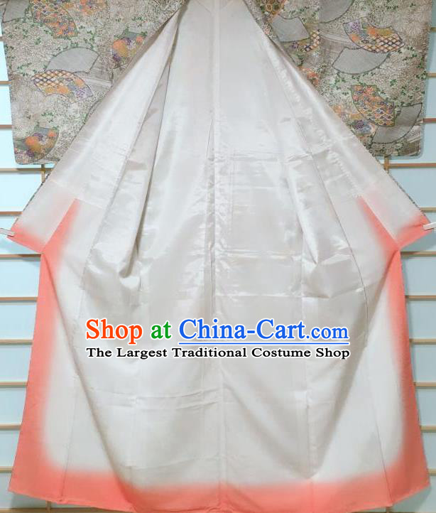 Japanese Classical Chrysanthemum Pattern Light Grey Tsukesage Kimono Japan Traditional Yukata Dress Costume for Women