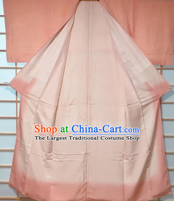 Traditional Japanese Light Pink Iromuji Kimono Japan Classical Pattern Yukata Dress Costume for Women