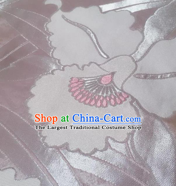 Japanese Nagoya Traditional Flowers Pattern Pink Brocade Waistband Japan Kimono Yukata Belt for Women