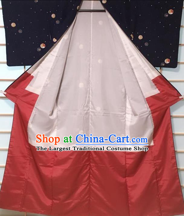 Traditional Japanese Navy Kimono Japan Classical Pattern Yukata Dress Costume for Women
