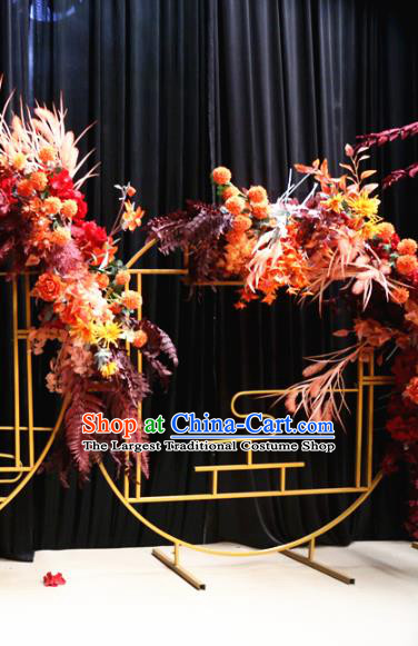 Handmade Chinese Iron Art Flowers Folding Screens Traditional Wedding Decoration