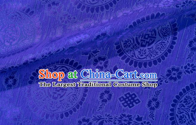 Chinese Classical Auspicious Pattern Design Royalblue Brocade Fabric Asian Traditional Hanfu Satin Material