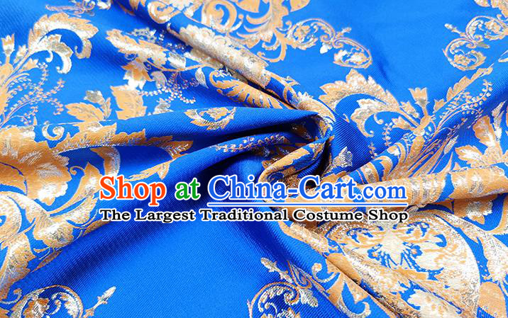 Chinese Classical Pattern Design Royalblue Brocade Fabric Asian Traditional Hanfu Satin Material