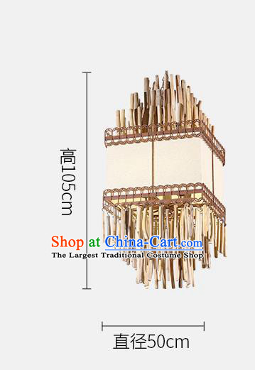 Asian Traditional Wood Square Ceiling Lantern Thailand Handmade Lanterns Hanging Lamps