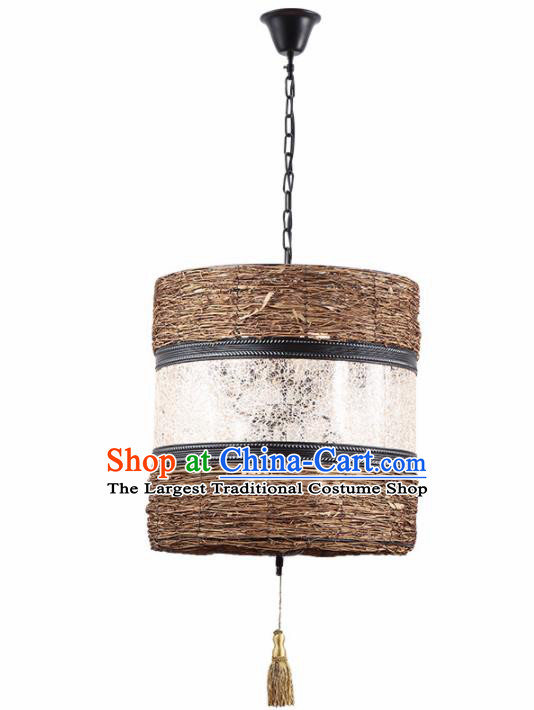 Asian Traditional Straw Weaving Ceiling Lantern Thailand Handmade Lanterns Hanging Lamps