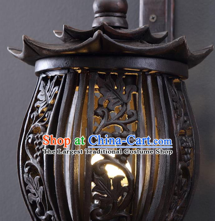 Southeast Asia Traditional Wood Carving Grape Wall Lantern Thailand Handmade Lanterns