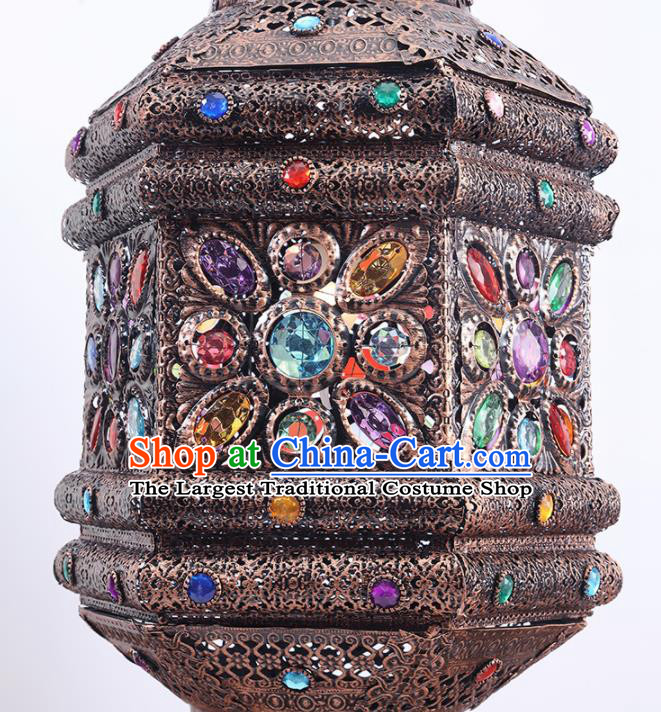 Asian Traditional Iron Crystal Ceiling Lantern Thailand Handmade Lanterns Hanging Lamps