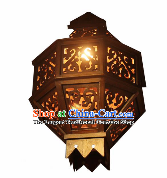 Asian Traditional Wood Carving Ceiling Lantern Thailand Handmade Lanterns Hanging Lamps