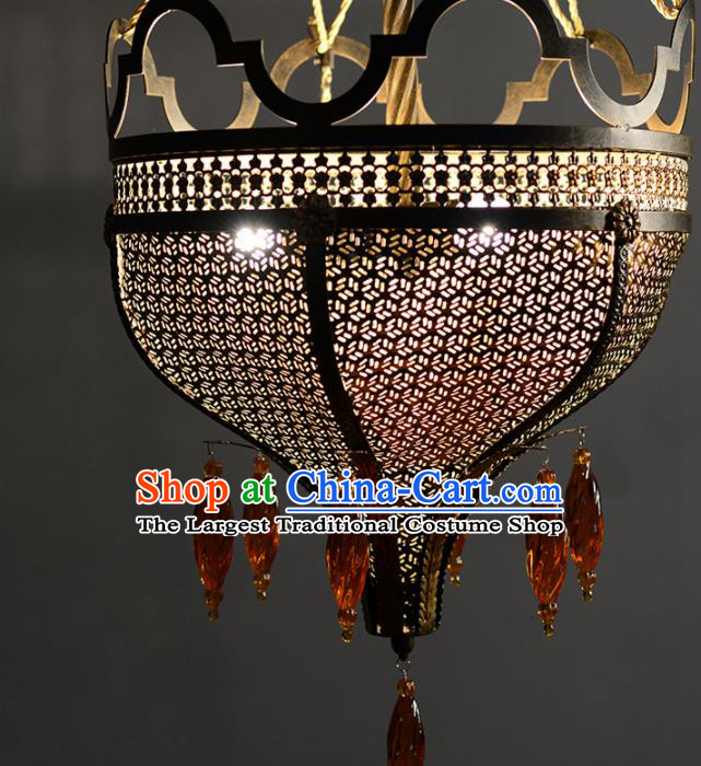 Asian Traditional Iron Carving Ceiling Lantern Thailand Handmade Lanterns Hanging Lamps