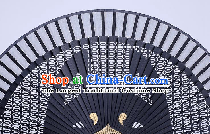 Traditional Chinese Handmade Carving Zodiac Dog Folding Fan China Bamboo Accordion Fan Oriental Fan