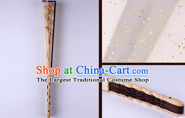 Traditional Chinese Handmade Carving Orchid Paper Folding Fan China Accordion Fan Oriental Fan