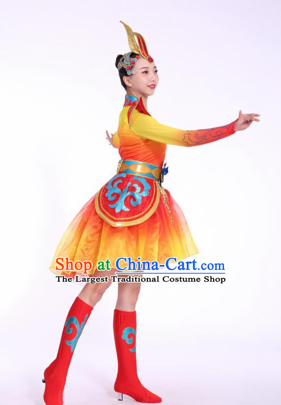 Chinese Traditional Drum Dance Dress China Folk Dance Stage Performance Costume for Women
