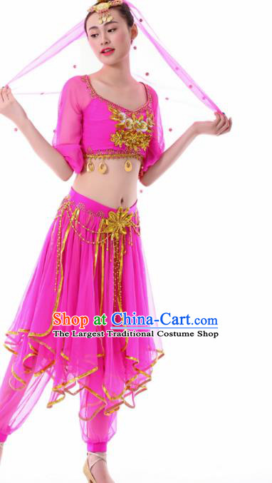 Chinese Dance Rosy Dress Traditional Indian Dance Stage Performance Costume for Women