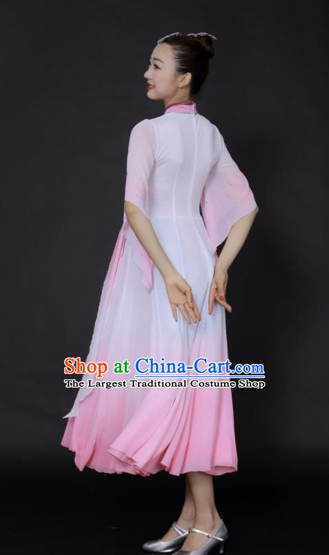 Chinese Fan Dance Umbrella Dance Pink Dress Traditional Classical Dance Stage Performance Costume for Women