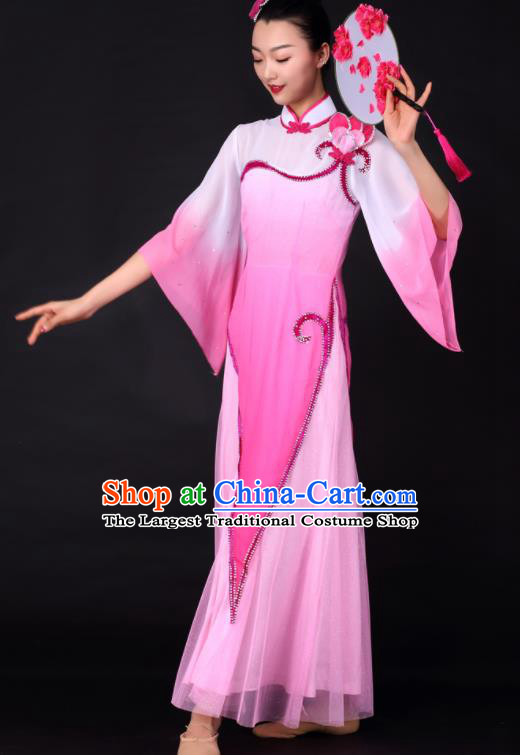 Chinese Classical Dance Umbrella Dance Pink Dress Traditional Stage Performance Costume for Women