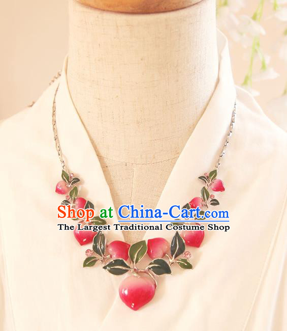 Chinese Traditional Hanfu Flat Peach Necklace Accessories Ancient Goddess Necklet for Women