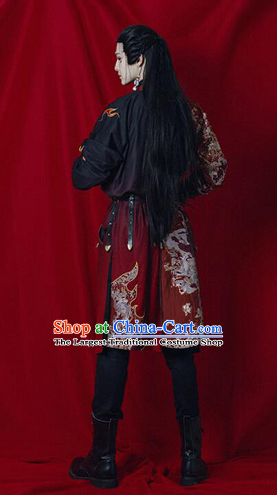 Chinese Traditional Tang Dynasty Swordsman Historical Costume Ancient Imperial Bodyguard Embroidered Clothing for Men