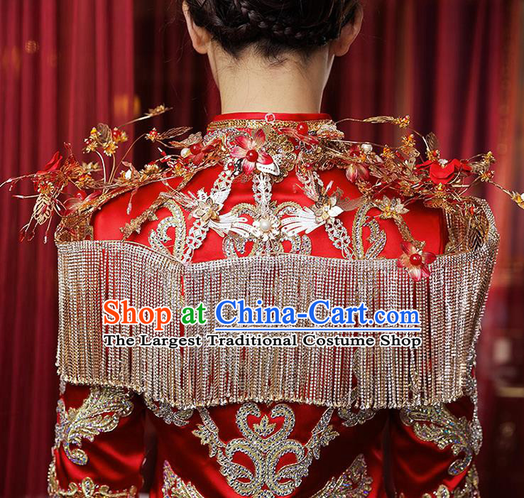 Chinese Ancient Wedding Shoulder Accessories Traditional Bride Xiuhe Suits Tippet for Women