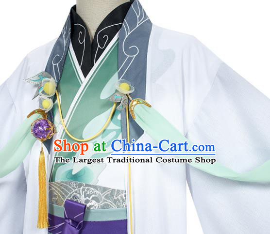 Traditional Chinese Cosplay Prince Knight Green Costume Ancient Swordsman Hanfu Clothing for Men