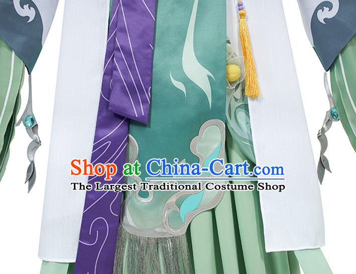 Traditional Chinese Cosplay Prince Knight Green Costume Ancient Swordsman Hanfu Clothing for Men