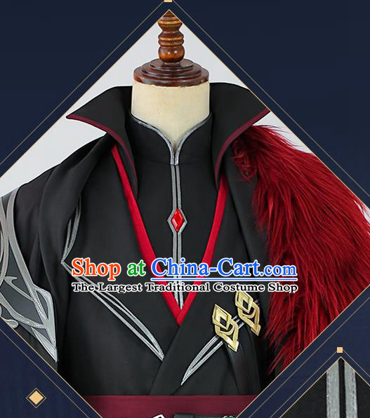 Traditional Chinese Cosplay Royal Highness Black Costume Ancient Swordsman Hanfu Clothing for Men