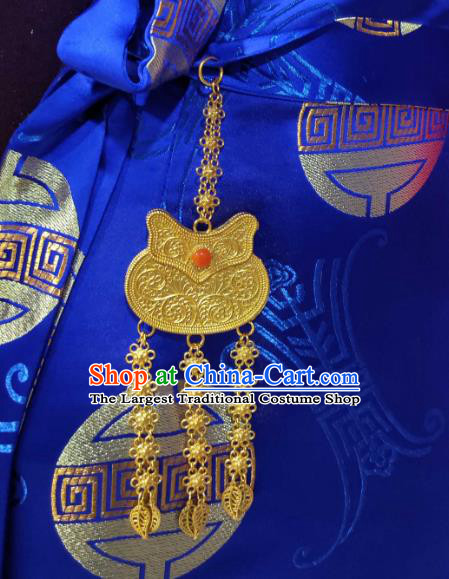Chinese Zang Nationality Golden Tassel Belts Pendant Handmade Traditional Tibetan Ethnic Waistband Accessories for Women