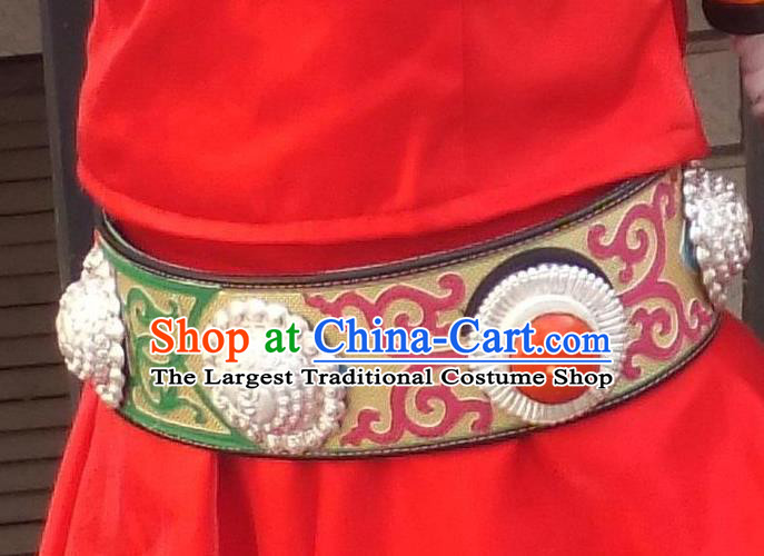 Chinese Zang Nationality Costumes Traditional Tibetan Ethnic Folk Dance Dress for Women