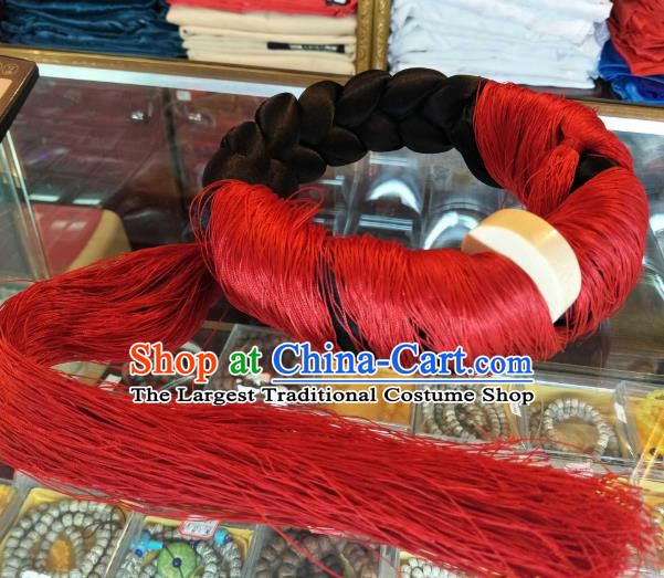 Handmade Chinese Zang Nationality Red Tassel Hat Traditional Tibetan Ethnic Hair Accessories for Women