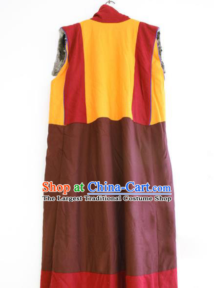 Chinese Tibetan Buddhism Winter Long Vest Traditional Monk Cape for Men