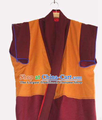 Chinese Tibetan Buddhism Winter Long Vest Traditional Monk Cape for Men