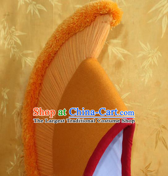 Handmade Chinese Tibetan Buddhism Yellow Hat Traditional Zang Nationality Monk Cockscomb Hat for Men