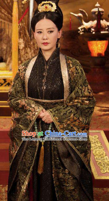 Chinese Ancient Empress Dowager Hanfu Dress Drama Legend of Yun Xi Costume and Headpiece for Women