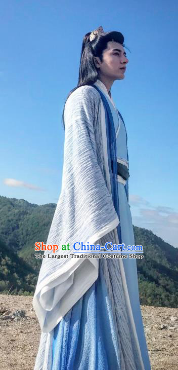 Chinese Ancient Second Prince Gu Qishao Clothing Historical Drama Legend of Yun Xi Costume and Headpiece for Men