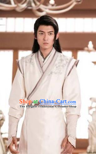 Chinese Ancient Swordsman Lue Ying Clothing Historical Drama Colourful Bone Costume and Headpiece for Men