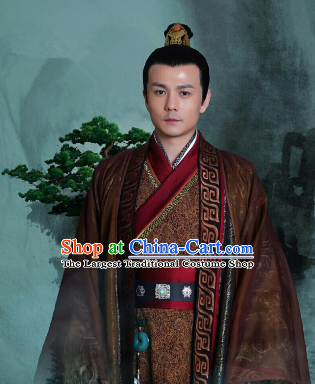 Chinese Ancient Royal Prince Clothing Historical Drama Colourful Bone Costume and Headpiece for Men