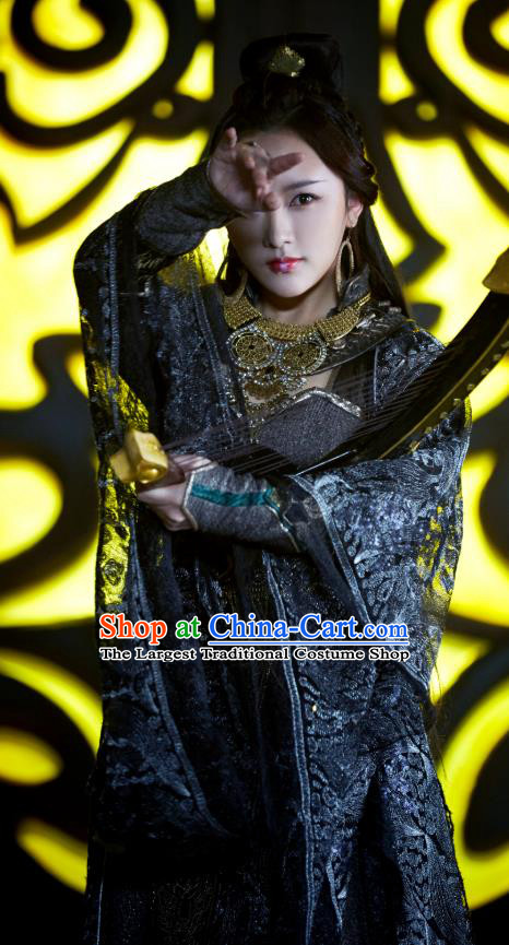 Chinese Historical Drama Swords of Legends Ancient Female Presbyter Hua Yue Costume and Headpiece for Women