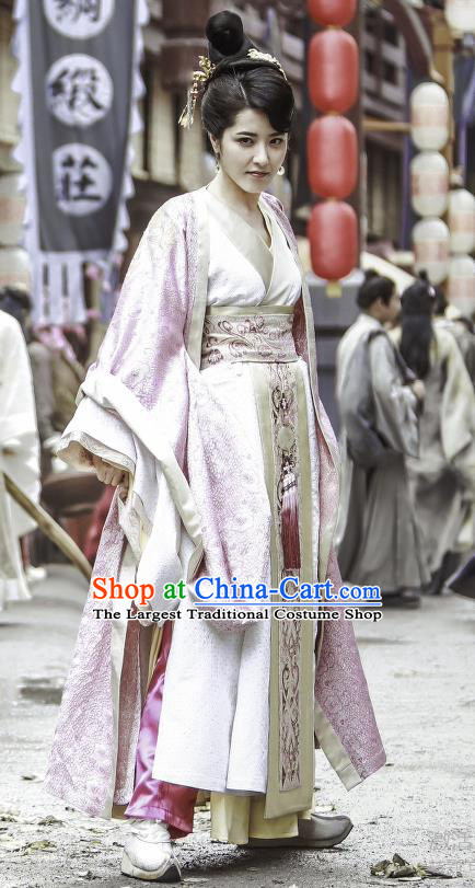 Chinese Historical Drama Swords of Legends Ancient Female Flamen Fu Qingjiao Costume and Headpiece for Women