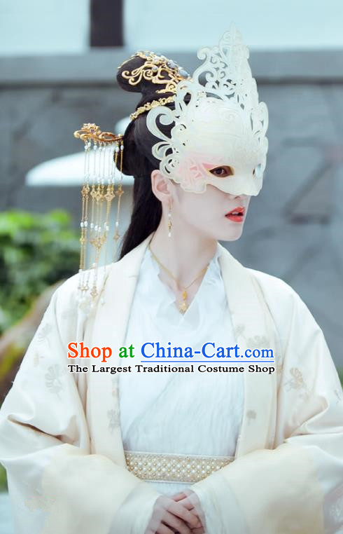 Chinese Ancient Court Princess Rong Le Historical Drama Princess Silver Costume and Headpiece for Women