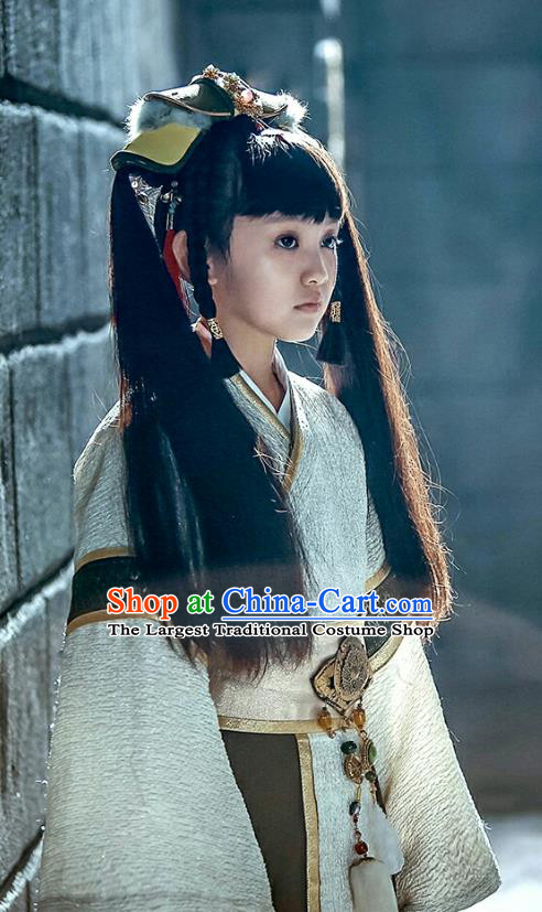 Chinese Historical Drama Swords of Legends Ancient Princess Shen Xi Costume and Headpiece for Kids