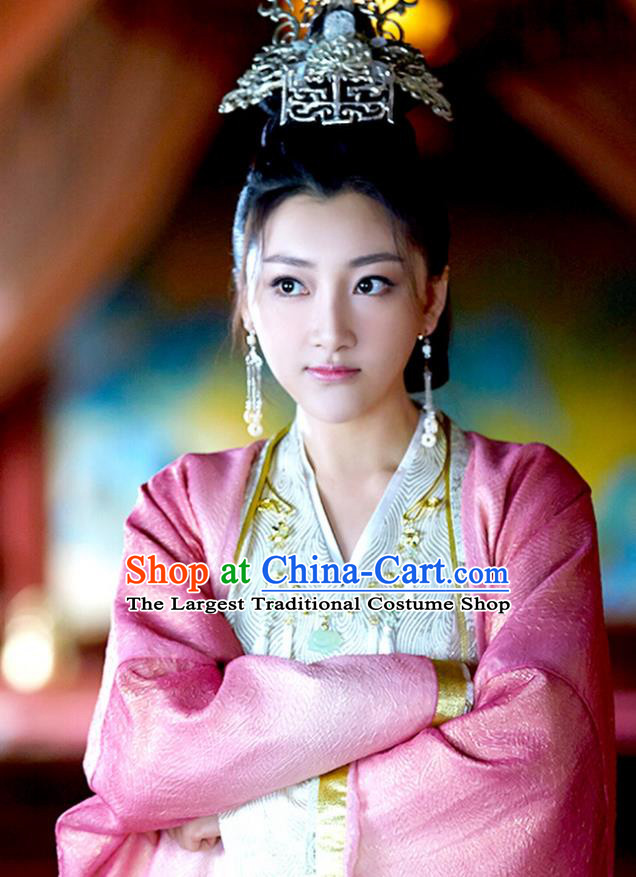Chinese Historical Drama Swords of Legends Ancient Royal Princess Zhaoning Costume and Headpiece for Women