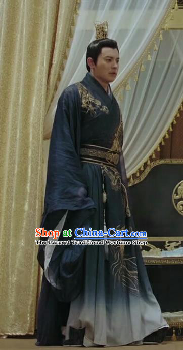 Chinese Drama Legend of the Phoenix Ancient Emperor Pang Tong Historical Costume and Headwear for Men