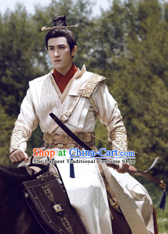 Chinese Drama Princess Silver Ancient Prince Wu You Historical Costume and Headwear for Men