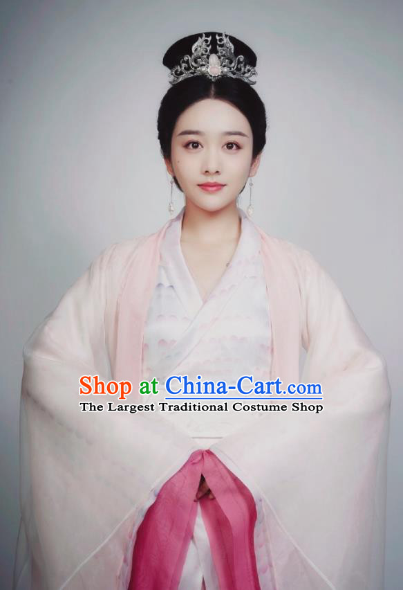 Chinese Ancient Drama Princess Silver Noble Infanta Zhao Yun Historical Costume and Headpiece for Women