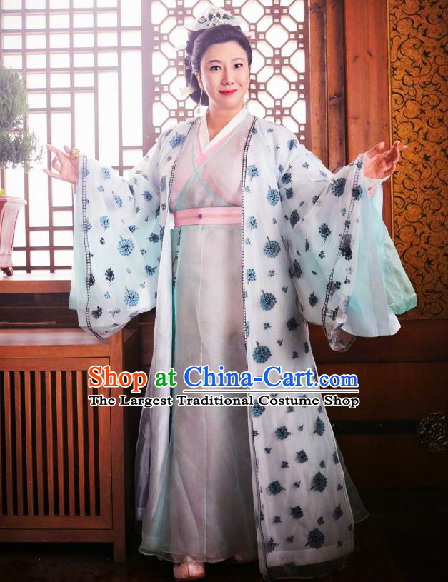 Chinese Ancient Mistress Gong Hanfu Dress Historical Drama Lovely Swords Girl Costume and Headpiece for Women