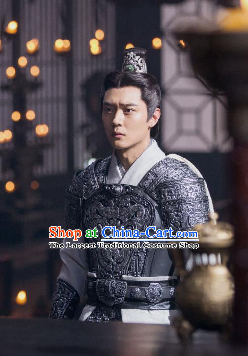 Drama Hero Dream Chinese Ancient Han Dynasty General Liu Bang Armor Costume and Headpiece Complete Set