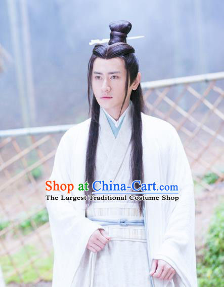 Drama Hero Dream Chinese Ancient Han Dynasty Counselor Zhang Liang Costume and Headpiece Complete Set
