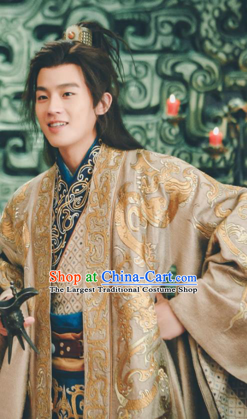 Drama Hero Dream Chinese Ancient Han Dynasty Minister Han Xin Costume and Headpiece Complete Set