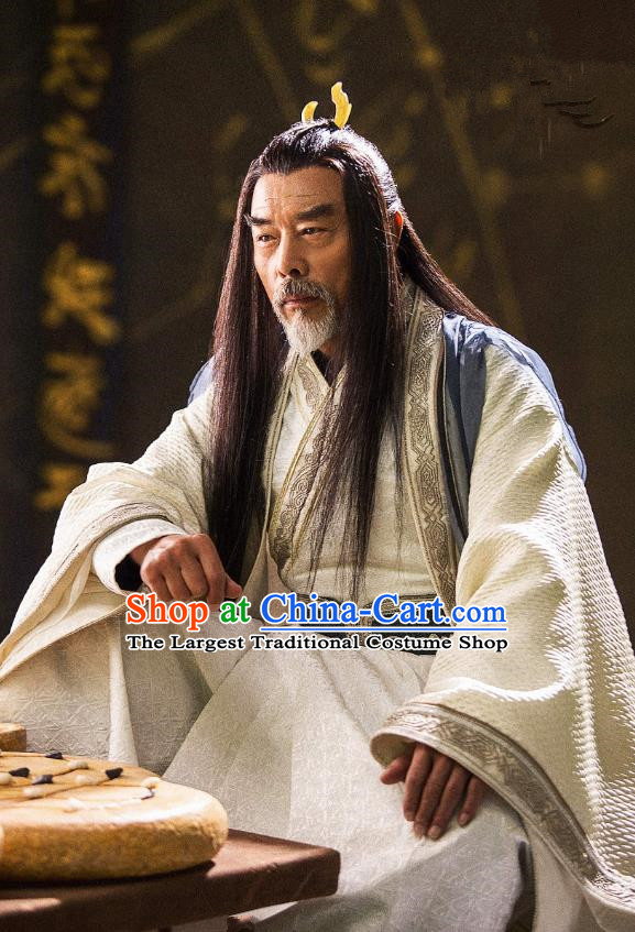 Drama The Legend of Jade Sword Chinese Ancient Taoist Priest Xuan Ji Costume and Headpiece Complete Set