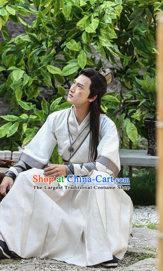 Drama Men with Sword Chinese Ancient Lord King Jian Bin Costume and Headpiece Complete Set