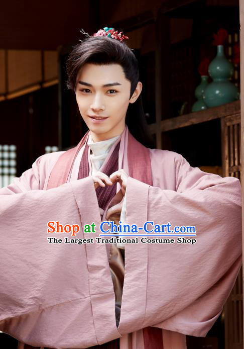 Chinese Ancient Young Swordsman Red Clothing and Hairdo Crown Drama the Birth of the Dream King Physician Yan Costumes